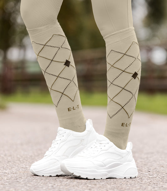 Chaussettes d’Équitation Argyle – Beige