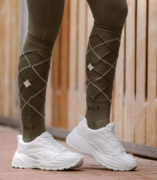 Chaussettes d’Équitation Argyle – Brun