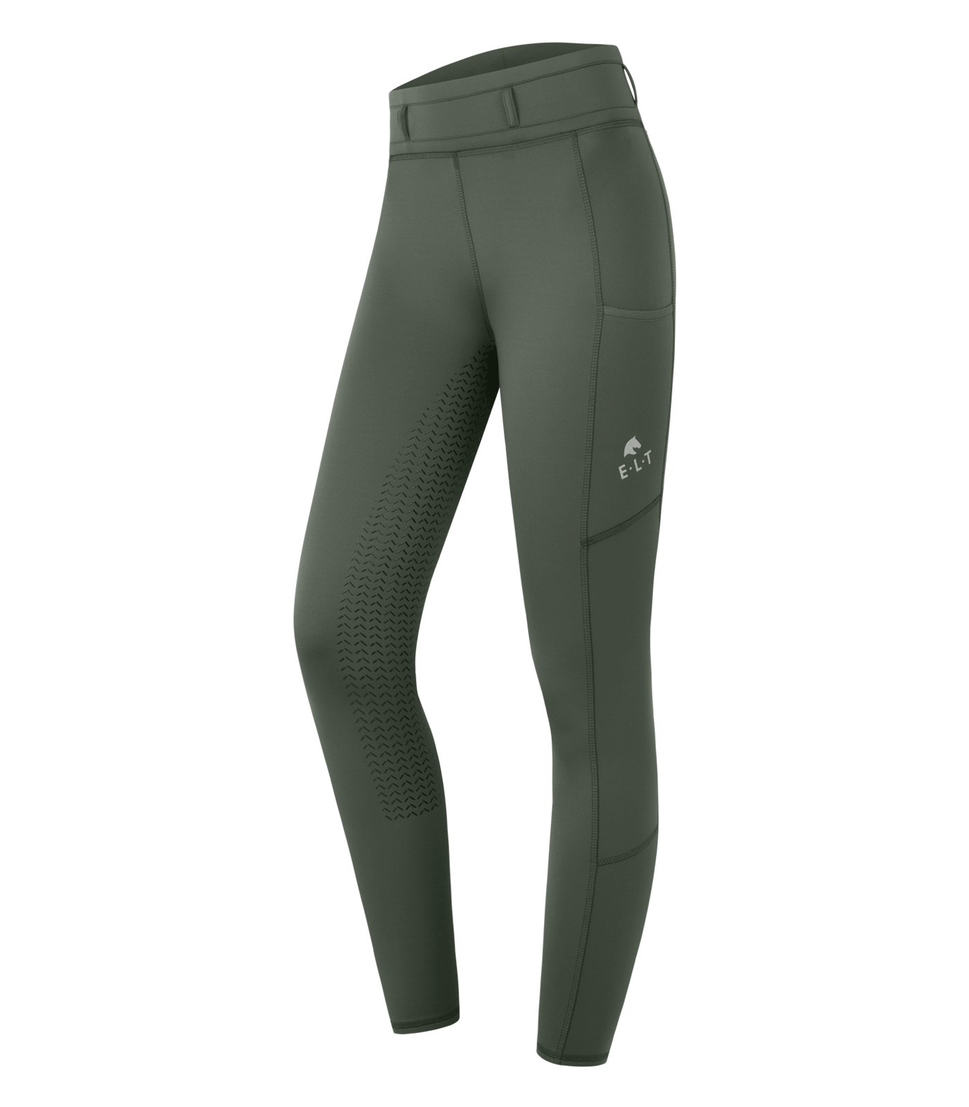 Legging d’équitation thermique Ella, avec fond intégral en silicone, poches pour téléphone, intérieur polaire chaud et passants de ceinture.