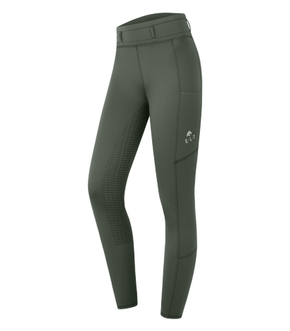 Legging d’équitation thermique Ella, avec fond intégral en silicone, poches pour téléphone, intérieur polaire chaud et passants de ceinture.